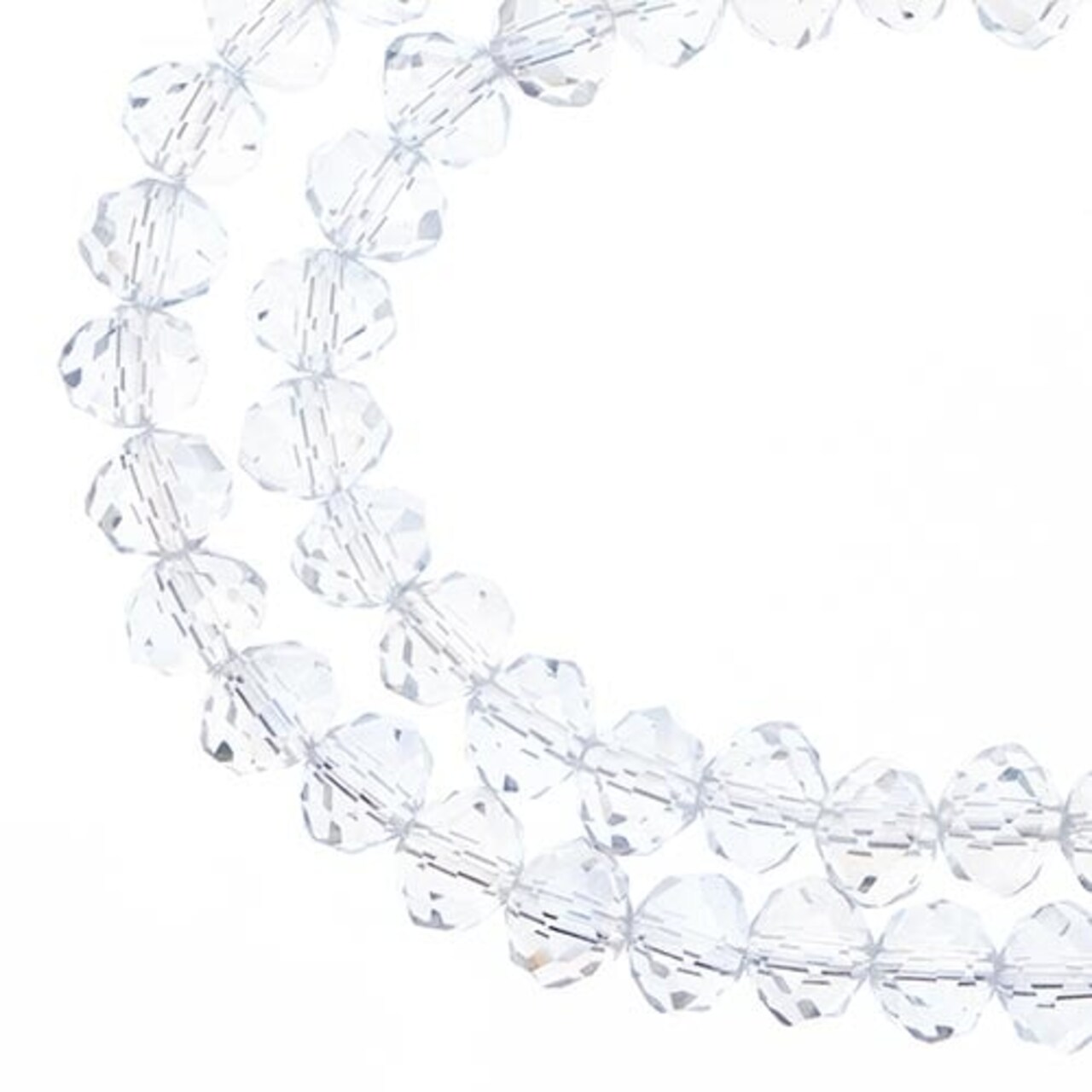 Crystal Lane DIY 2-Strand 7in Transparent Finish Glass Rondelle Donut Bead Strands
